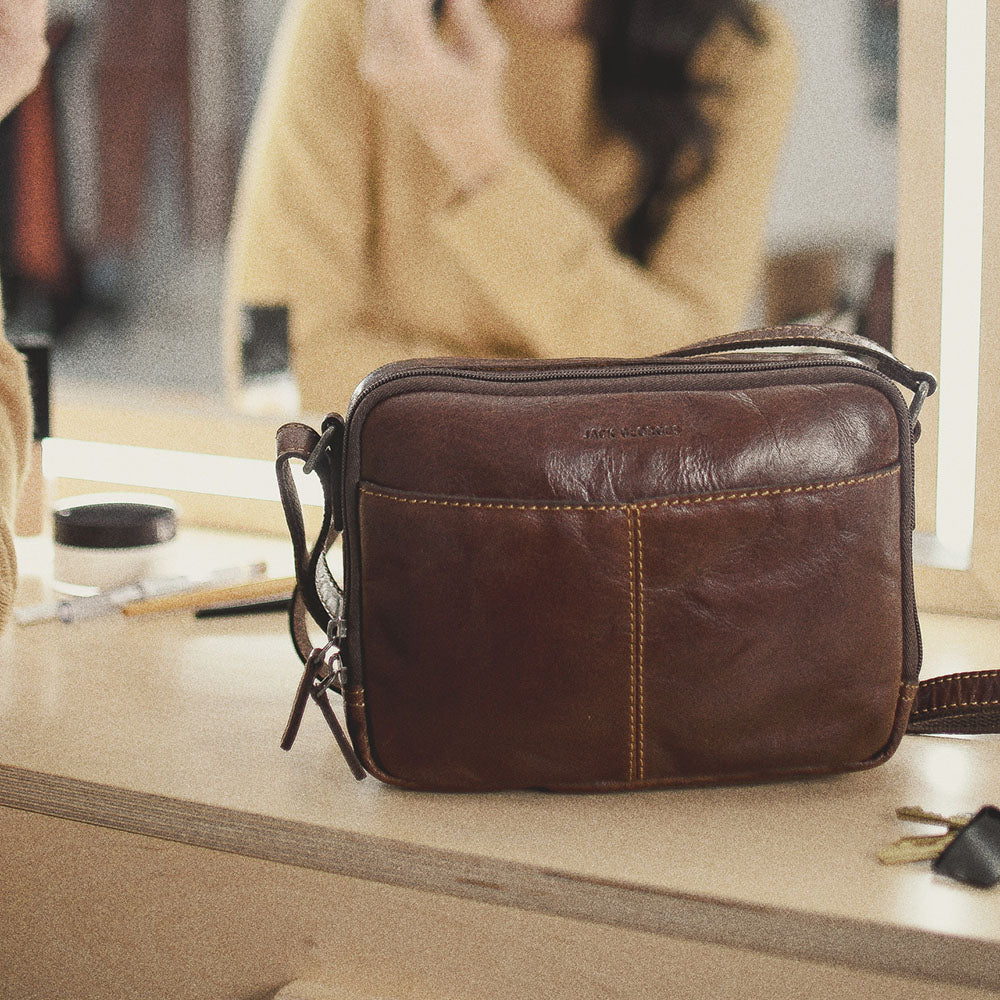 Double Zippered Crossbody Bag #7195
