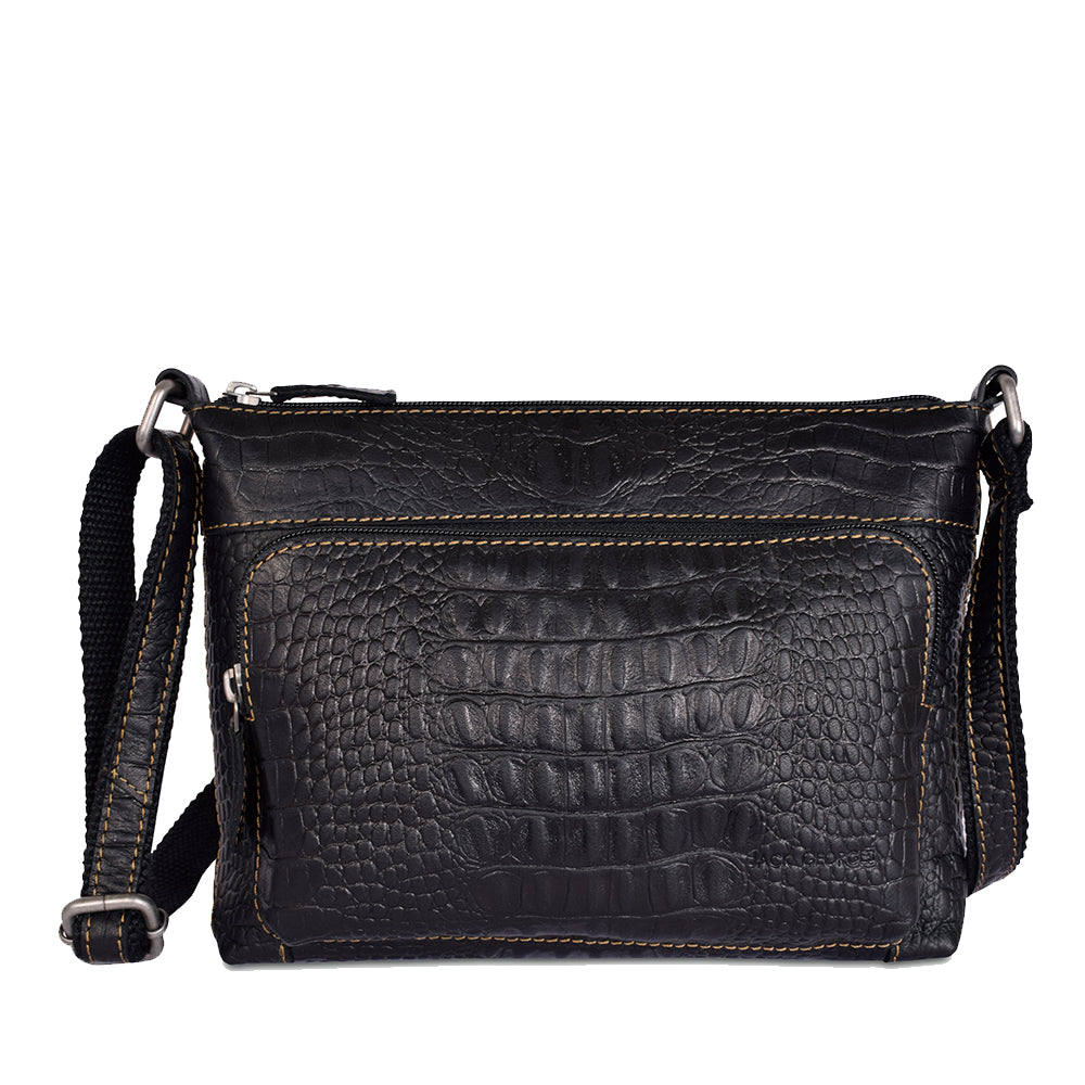 Hornback Croco Mini City Crossbody #HB810 Black Front