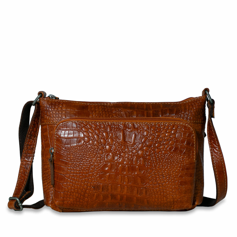 Hornback Croco Mini City Crossbody #HB810 HoneyFront