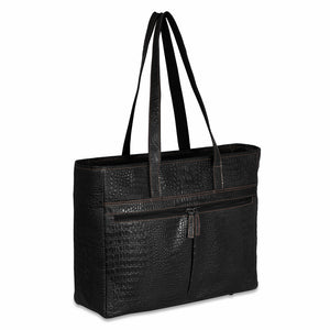 Hornback Croco Uptown Tote Bag #HB916 3QTR (Black)