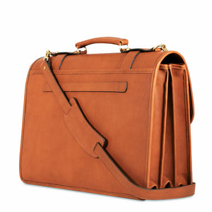 University Executive Leather Briefcase #2499 Tan Right Back