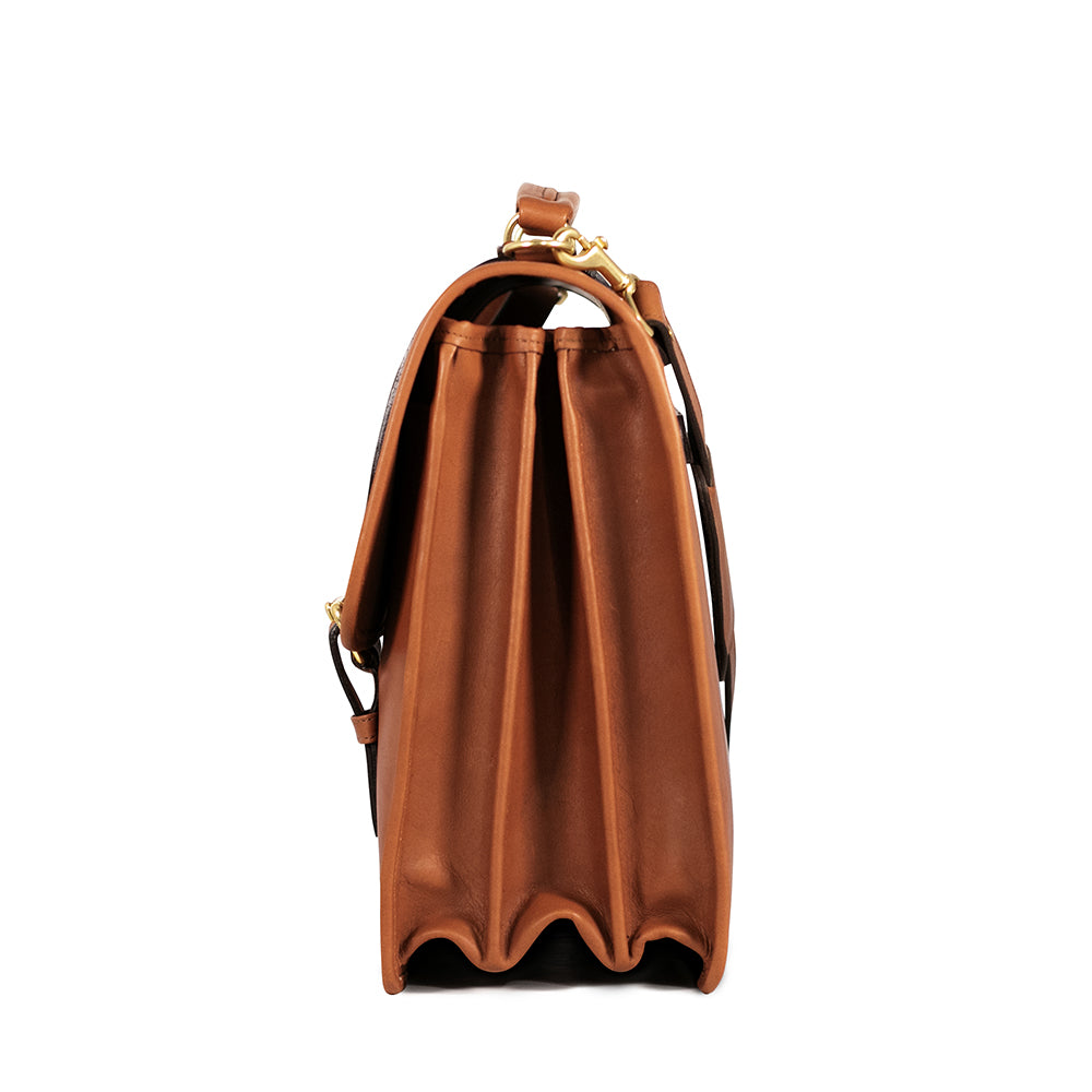 University Executive Leather Briefcase #2499 Tan Side