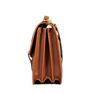 University Executive Leather Briefcase #2499 Tan Side