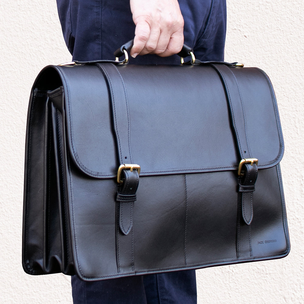 University Executive Leather Briefcase #2499 Black Lifestyle 4