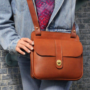 University Pocket Crossbody Handbag #2649 Cognac Lifestyle