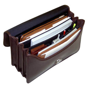 Platinum Special Edition Classic Leather Briefcase #8417 Brown Interior Full
