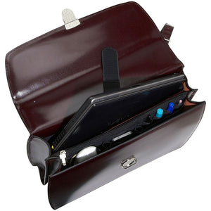 Elements Professional Leather Briefcase #4402 Burgundy Interior
