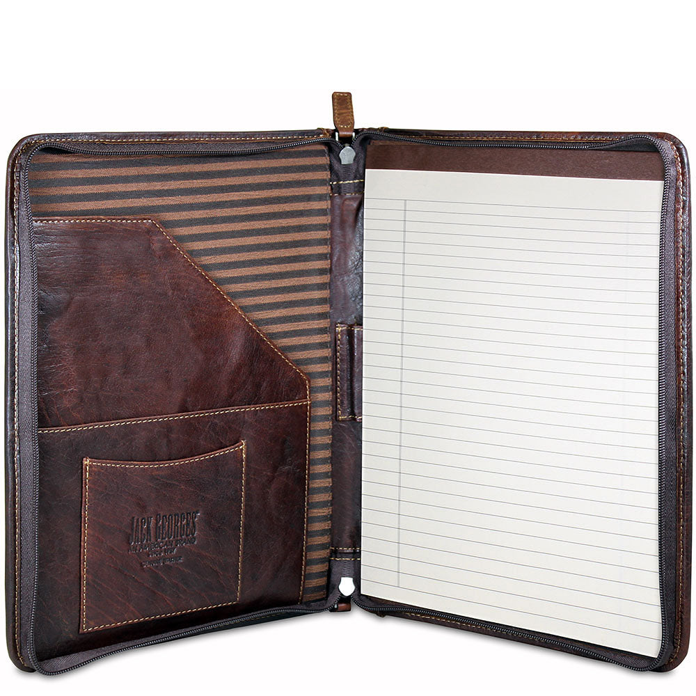 Voyager Letter Size Zippered Writing Pad Cover #7112 Brown Open