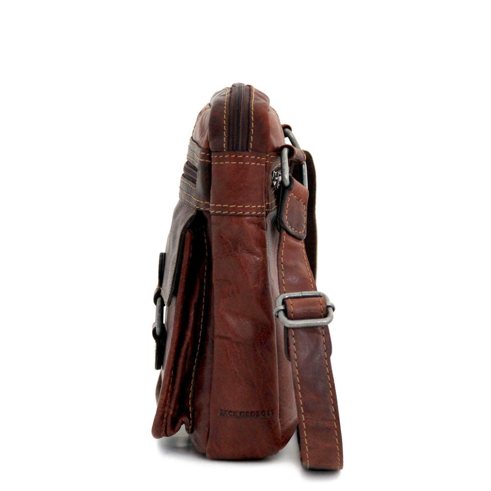 Voyager Slim Crossbody #7204 Brown Left Side