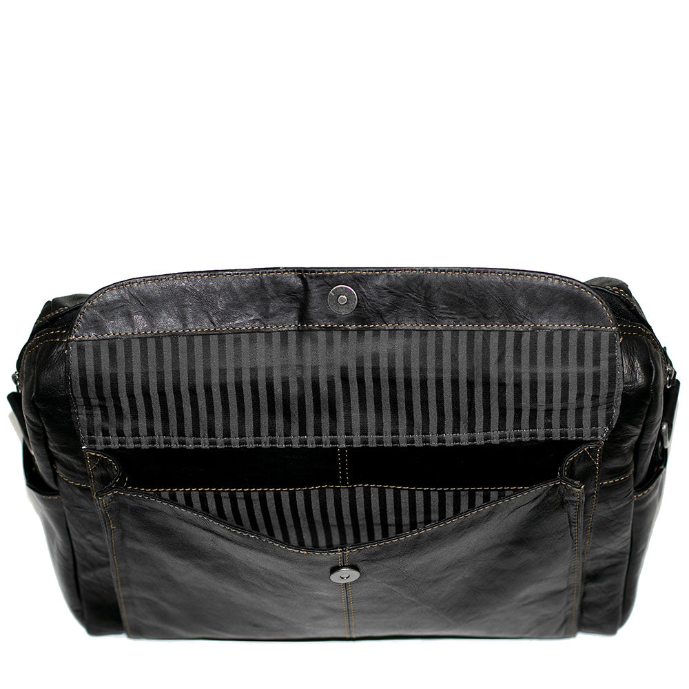 Voyager Zippered Briefcase with Front Flap Pocket #7316 Black Interior