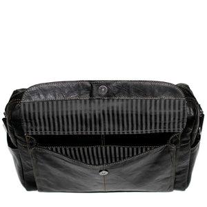 Voyager Zippered Briefcase with Front Flap Pocket #7316 Black Interior