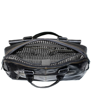 Voyager Zippered Briefcase with Front Flap Pocket #7316 Black Interior