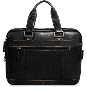 Voyager Slim Zippered Briefcase #7320 Black Front