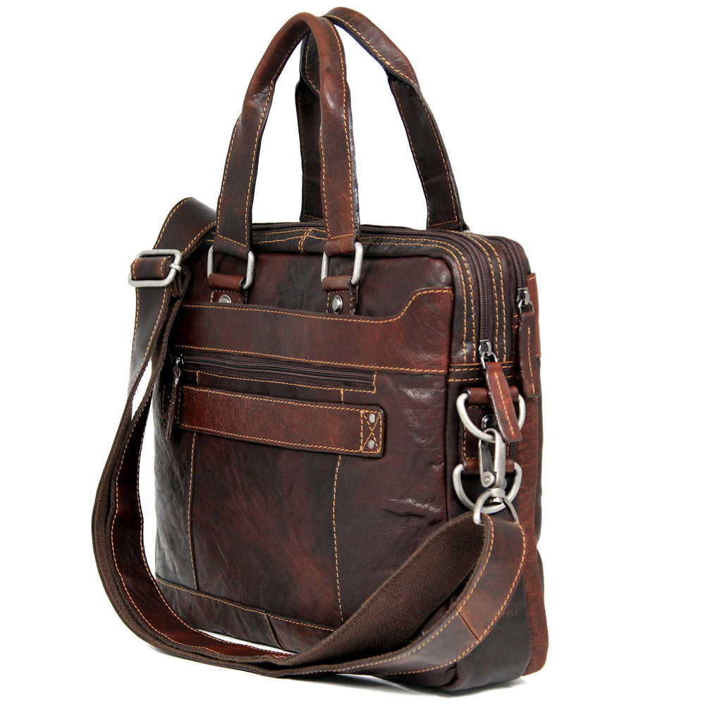 Voyager Slim Zippered Briefcase #7320 Brown Right Back