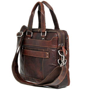 Voyager Slim Zippered Briefcase #7320 Brown Right Back