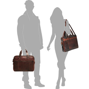 Voyager Slim Zippered Briefcase #7320 Brown Silhouettes