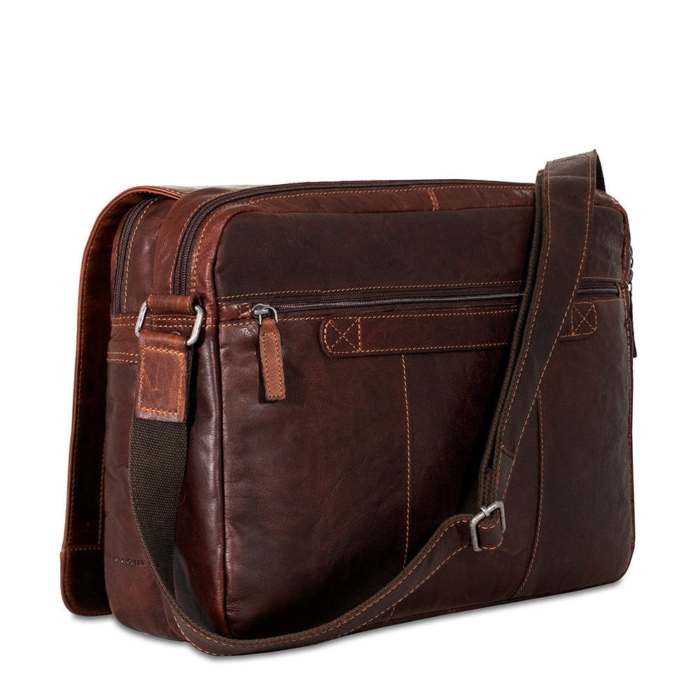 Voyager Large Travel Messenger Bag #7325 Brown Left Back