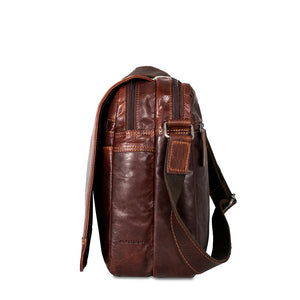 Voyager Large Travel Messenger Bag #7325 Brown Left Side