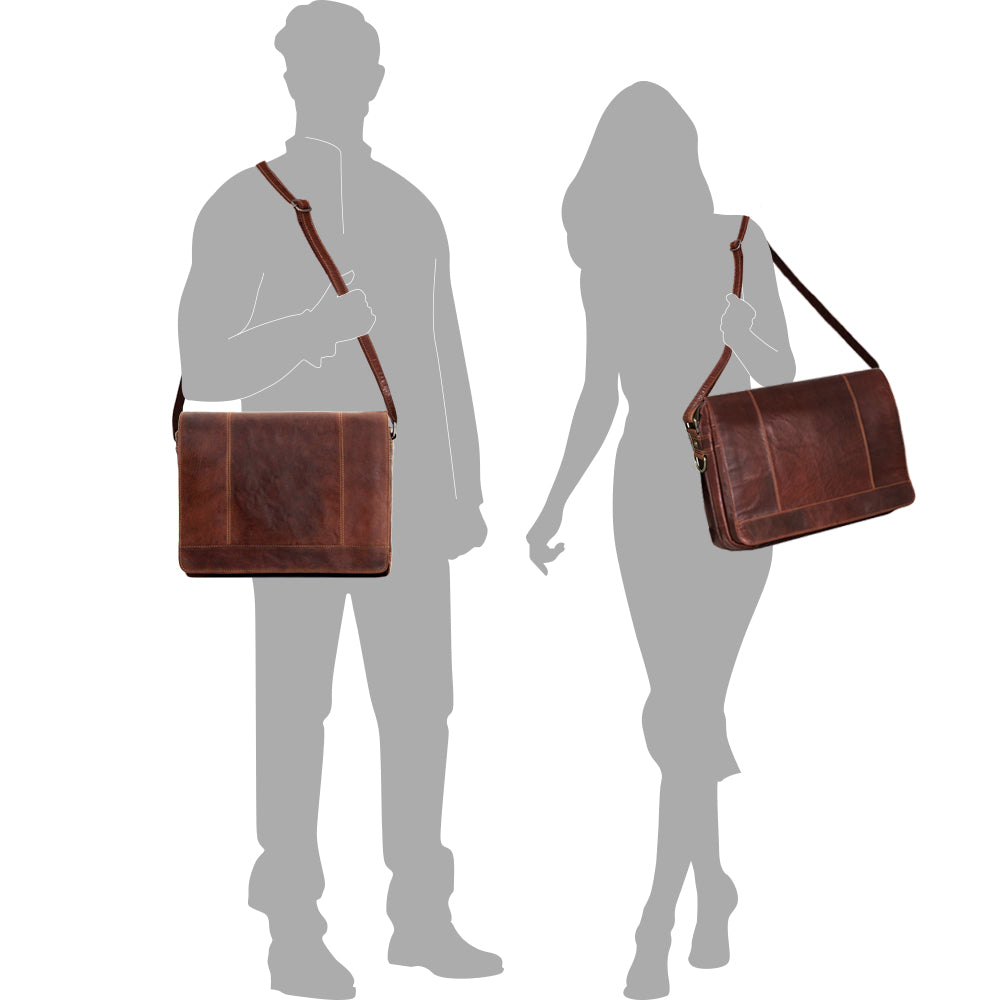 Voyager Large Travel Messenger Bag #7325 Brown Silhouettes