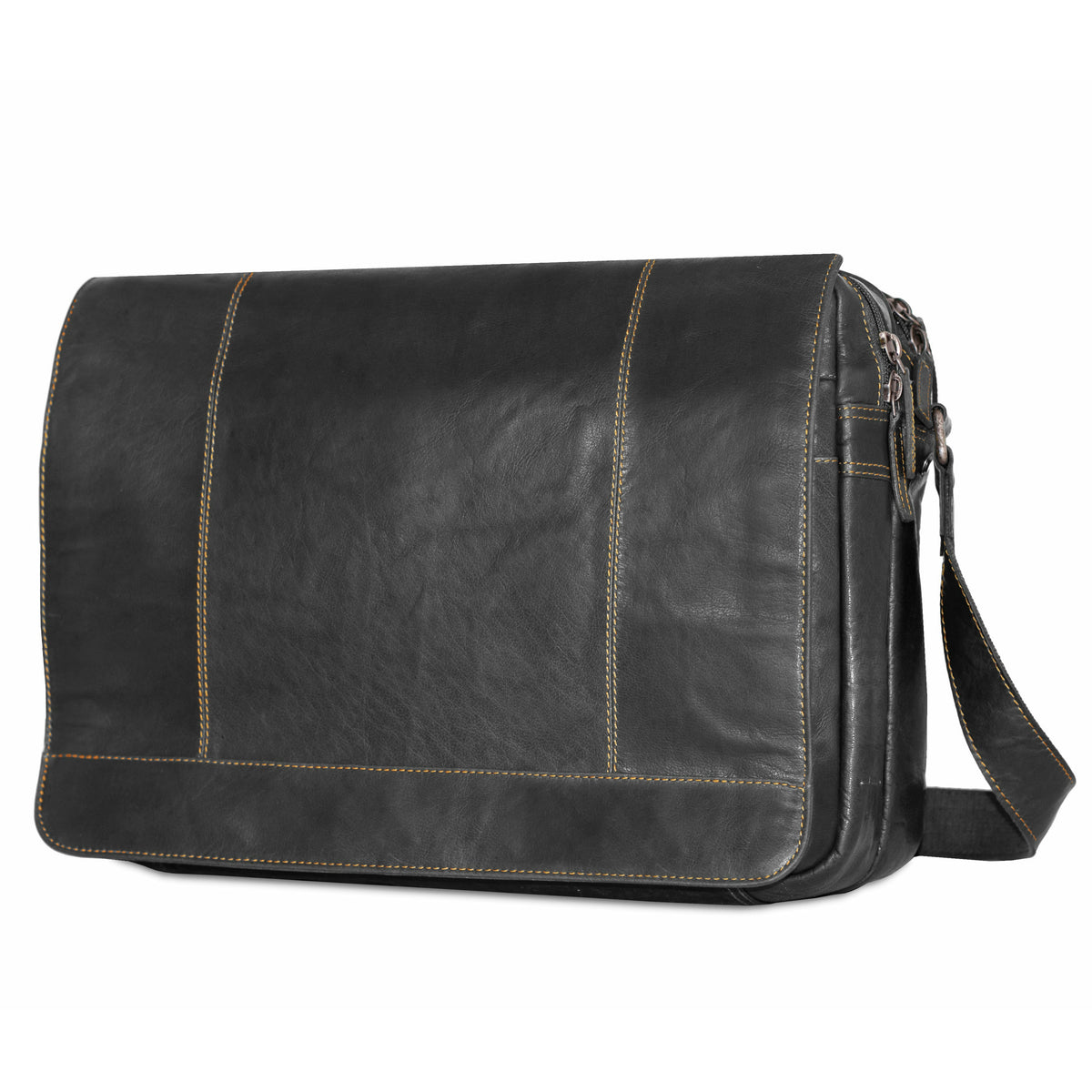 Voyager Large Travel Messenger Bag #7325 Black Left Front