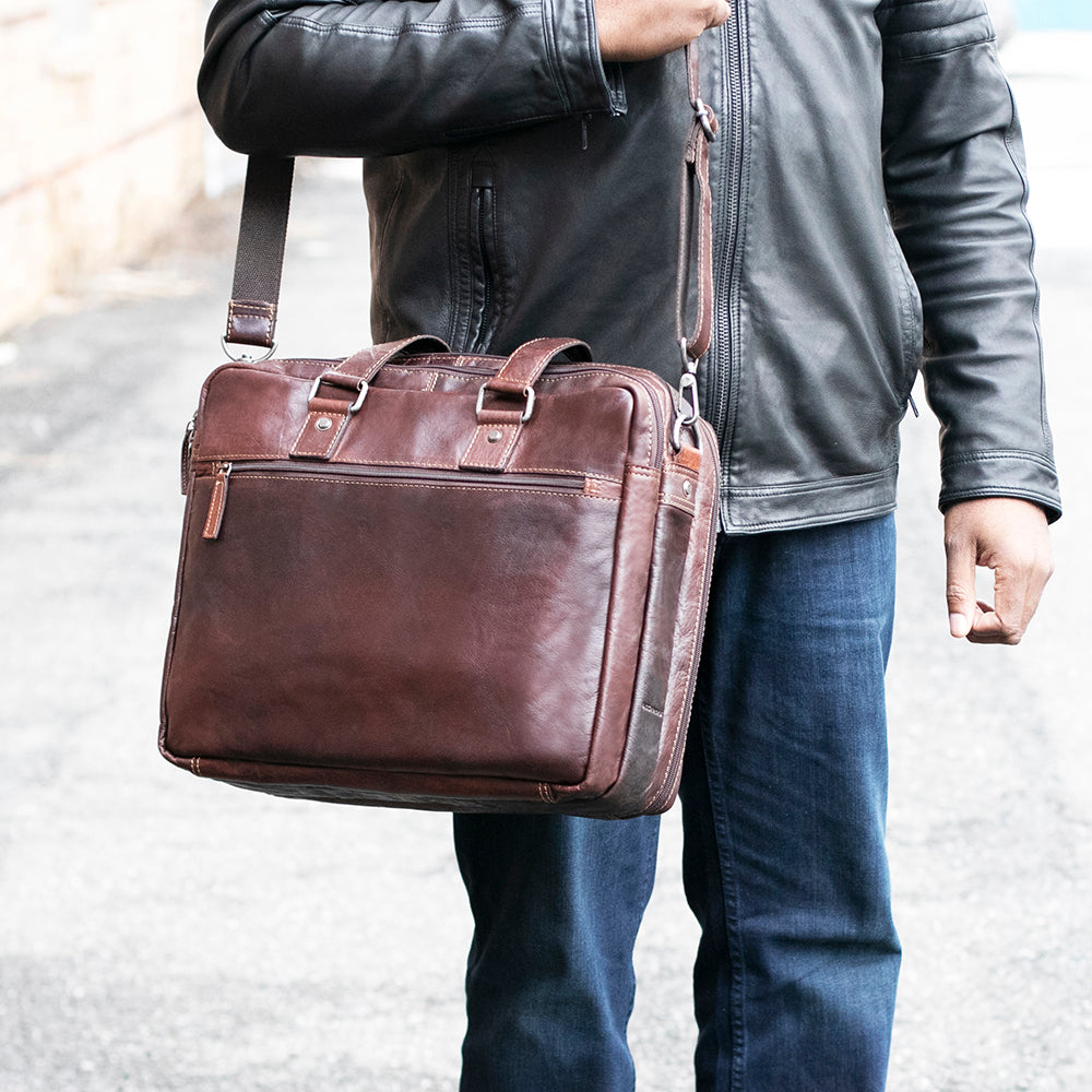 Voyager Large Travel Briefcase #7328 Brown Lifestyle 2