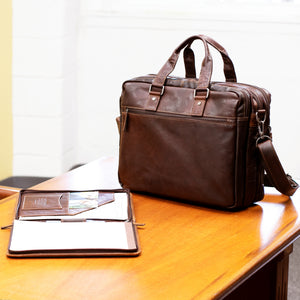Voyager Large Travel Briefcase #7328 Brown Beauty Bundle