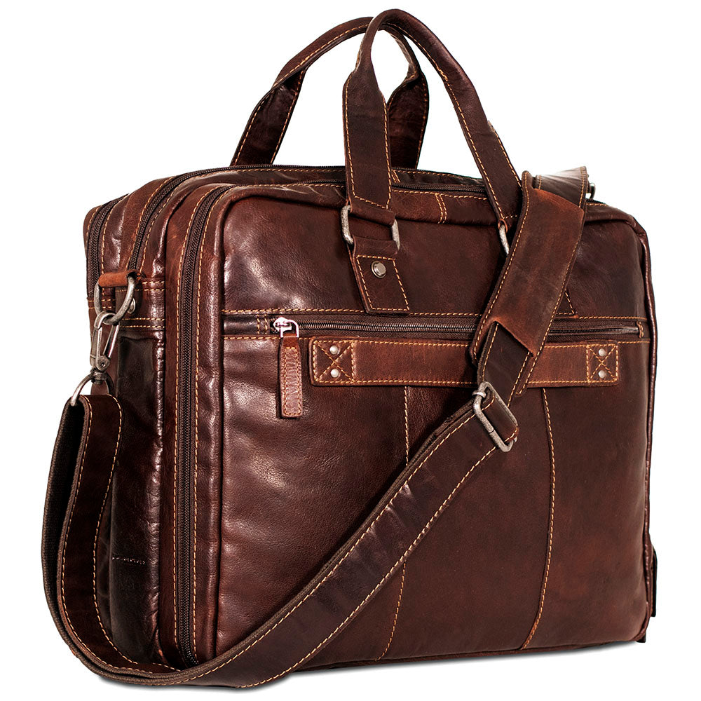 Voyager Large Travel Briefcase #7328 Brown Left Back