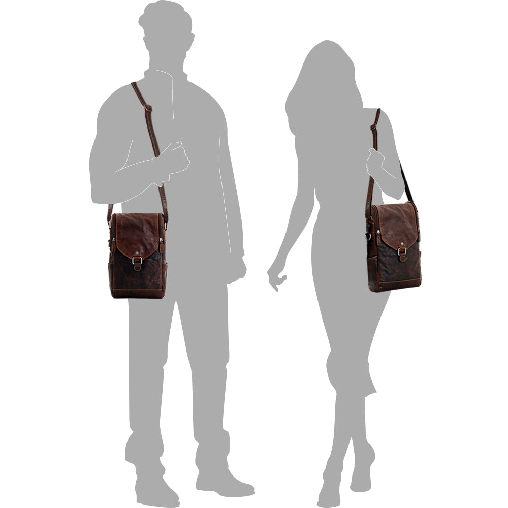 Voyager Crossbody Messenger & Wine Bag #7513 Brown Silhouettes