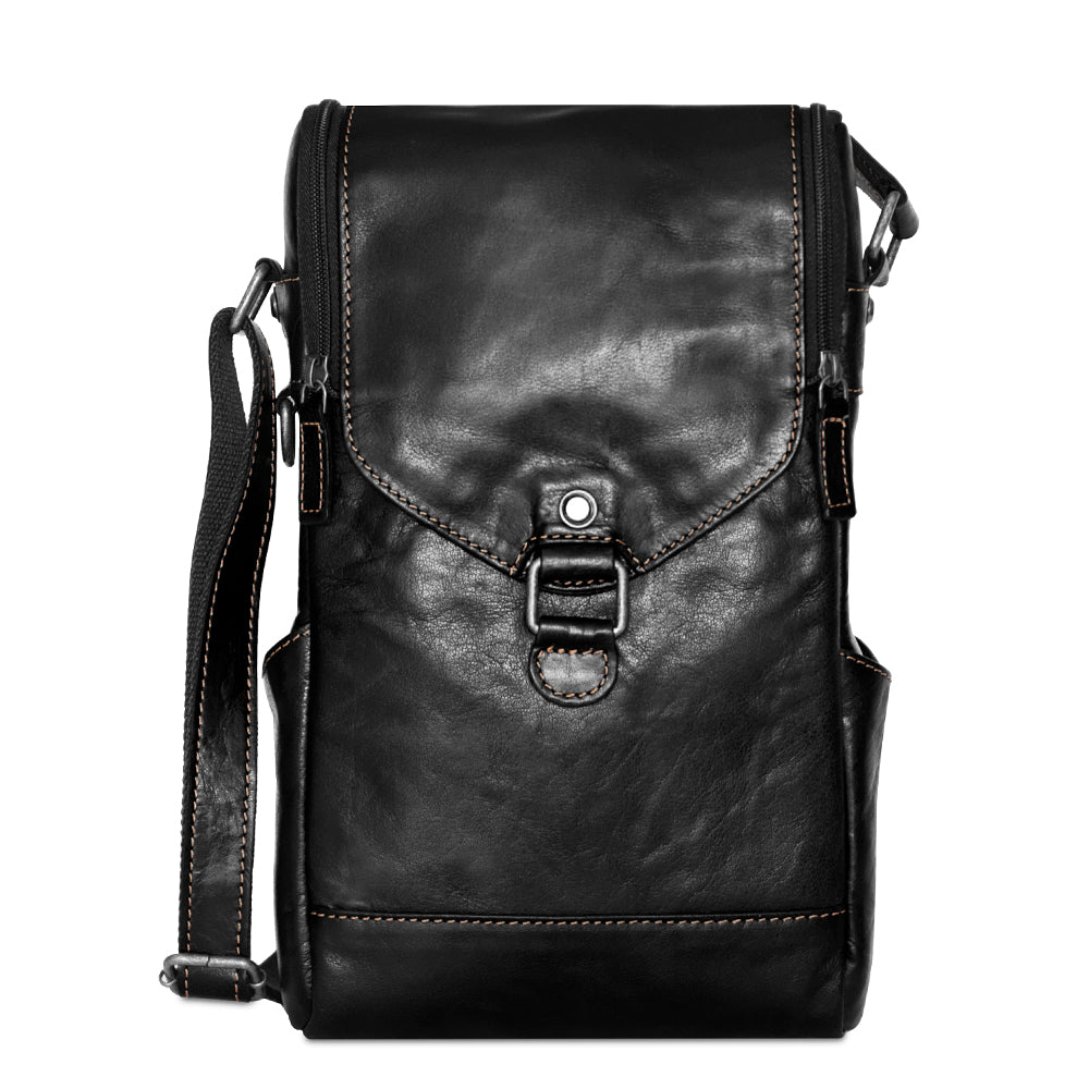 Voyager Crossbody Messenger & Wine Bag #7513 Black Front