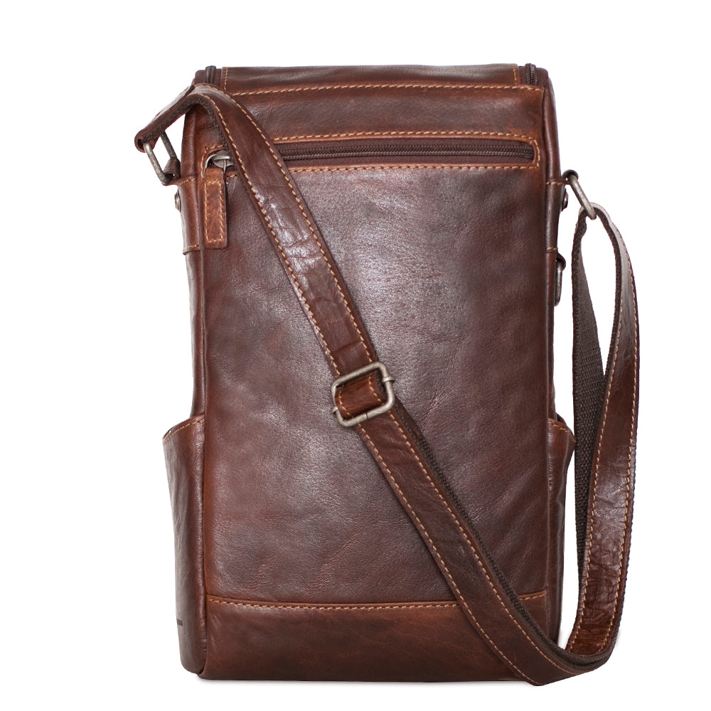 Voyager Crossbody Messenger & Wine Bag #7513 Brown Back