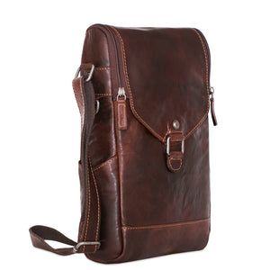 Voyager Crossbody Messenger & Wine Bag #7513 Brown Left Front