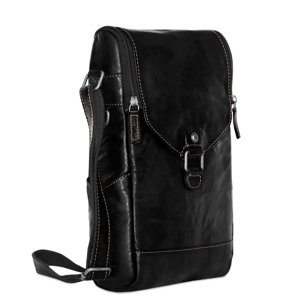 Voyager Crossbody Messenger & Wine Bag #7513 Black Left Front