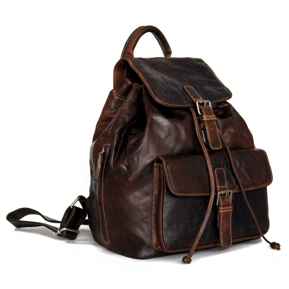 drawstring closure leather backpack Leather Drawstring Backpack - Voyager #7517