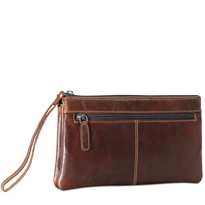 Voyager Zippered Wristlet Clutch #7723 Brown Front