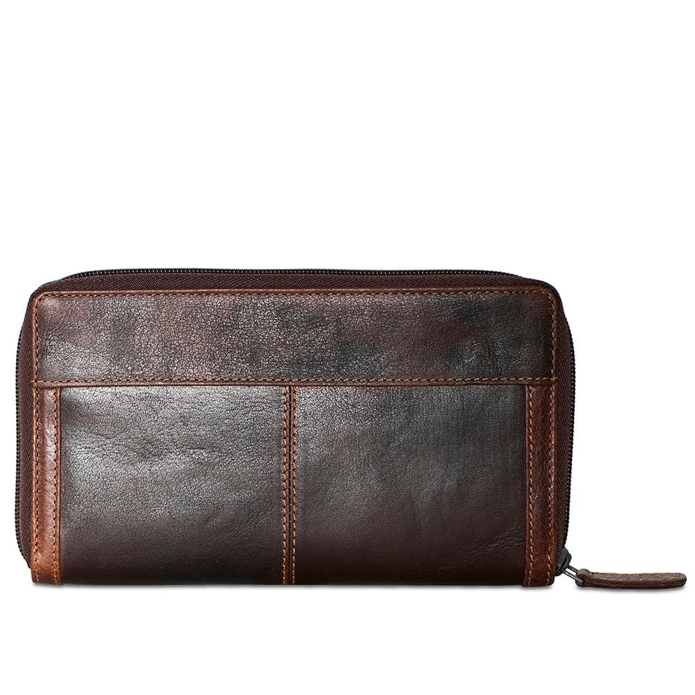 Voyager Large Zip-Around Travel Wallet 7724 Brown Front