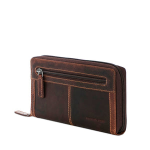 Voyager Large Zip-Around Travel Wallet 7724 Brown Left Back