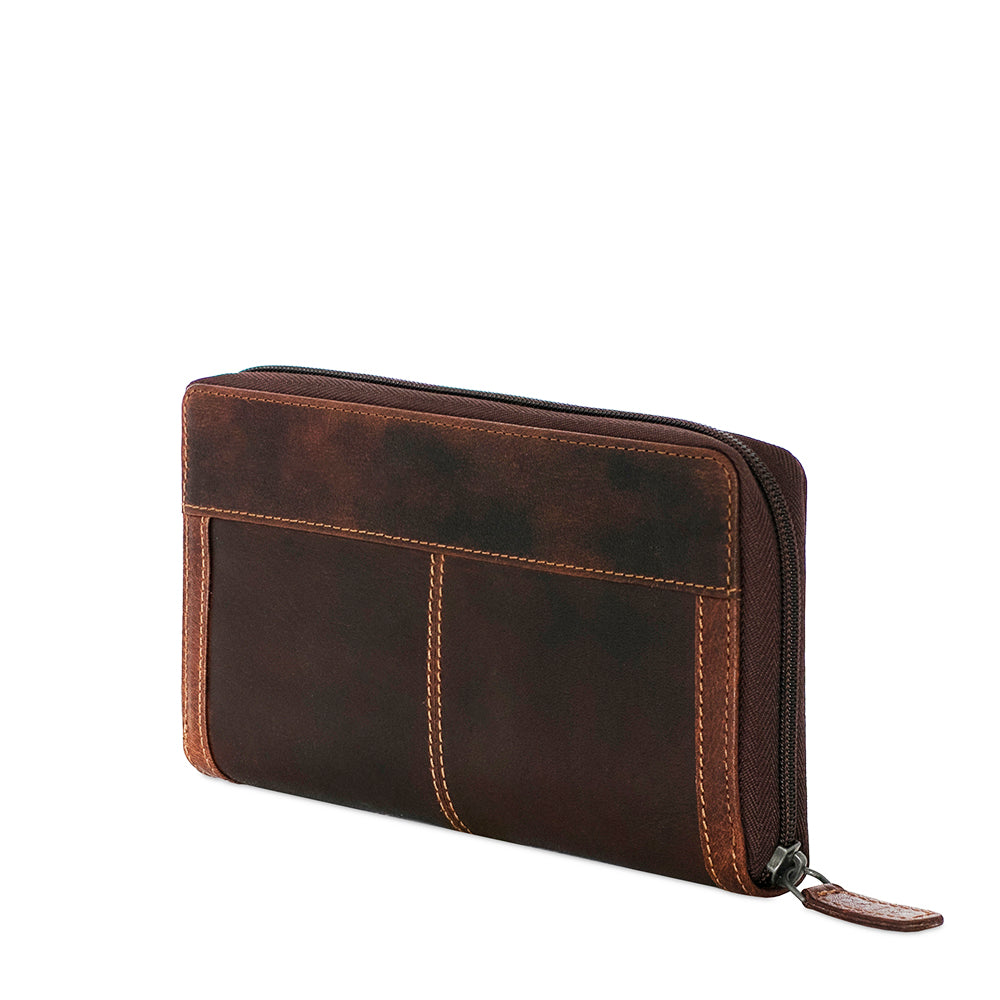 Voyager Large Zip-Around Travel Wallet 7724 Brown Left Front