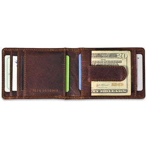 Voyager Bi-Fold Wallet w/Money Clip #7748 Brown Interior