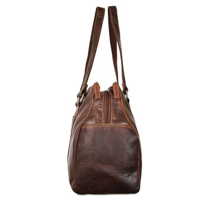 Voyager Satchel Handbag #7815 Brown Left Side