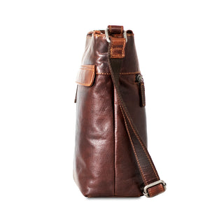 Voyager Zippered Crossbody Hobo Bag #7832 Brown Right Side