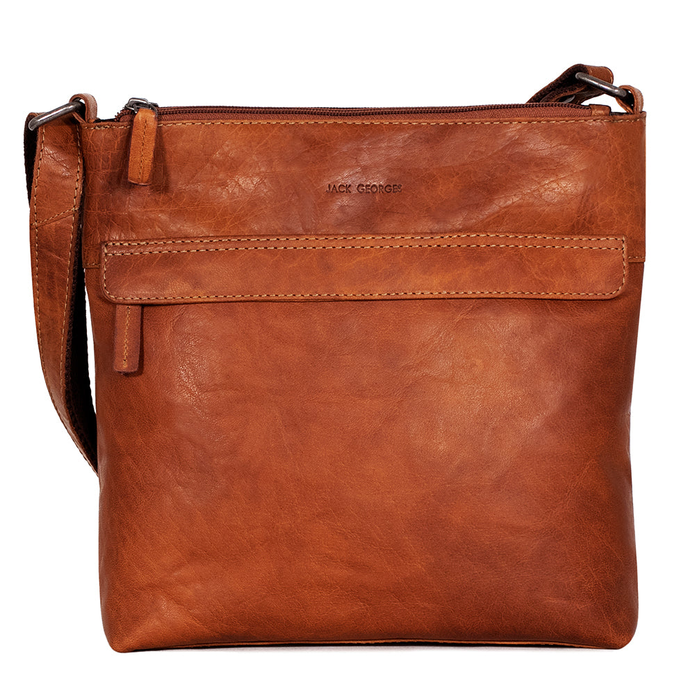 Voyager Zippered Crossbody Hobo Bag #7832 Honey Front