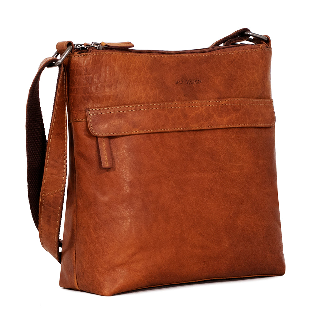 Voyager Zippered Crossbody Hobo Bag #7832 Honey Left Front