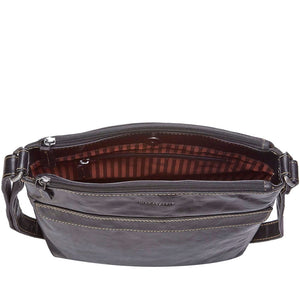 Voyager Zippered Crossbody Hobo Bag #7832 Black Interior