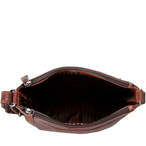 Voyager Zippered Crossbody Hobo Bag #7832 Brown Interior