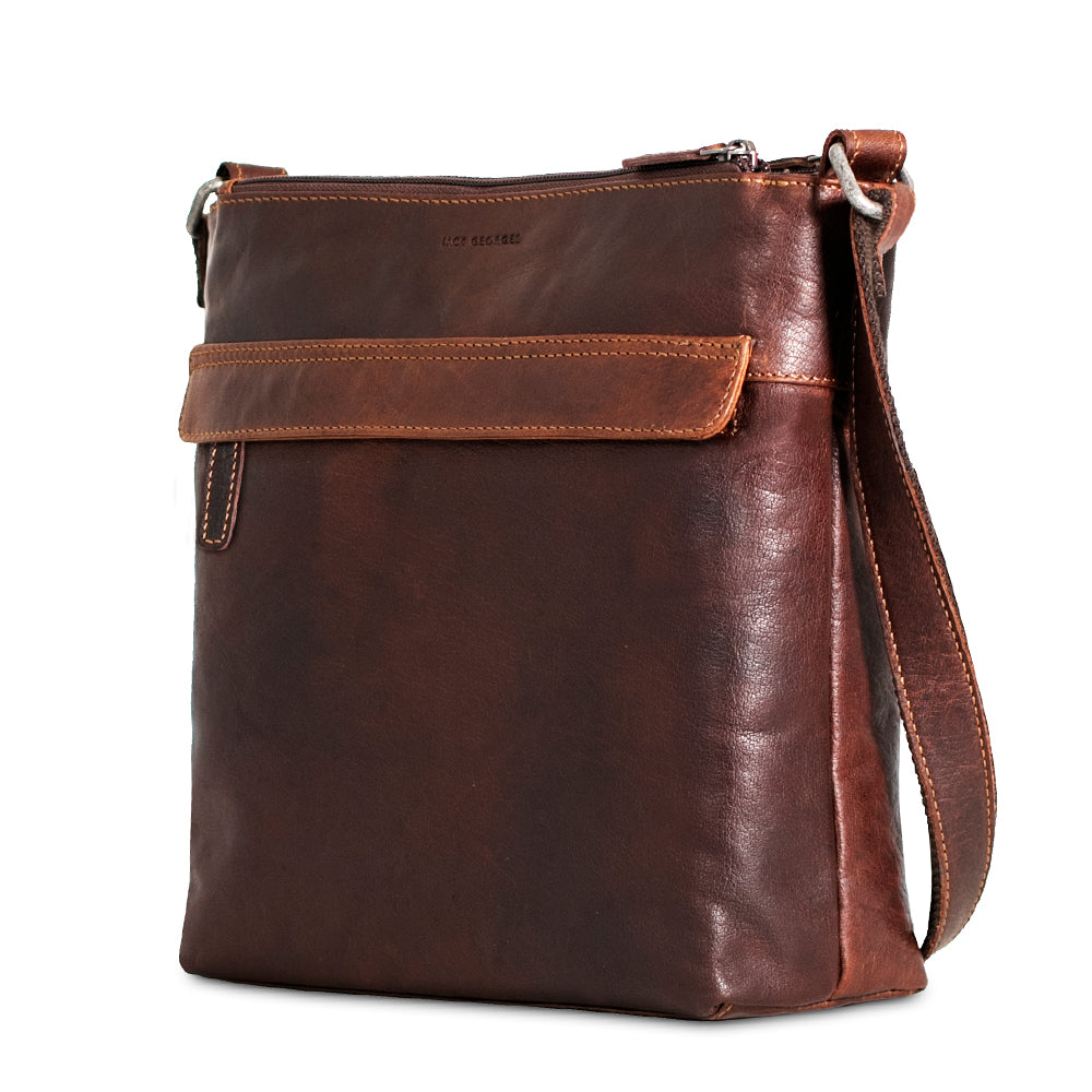 Voyager Zippered Crossbody Hobo Bag #7832 Brown Right Front