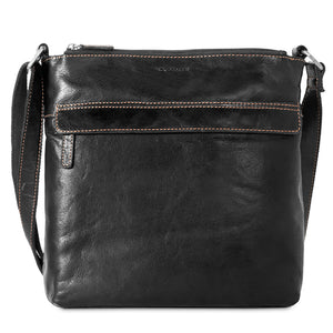 Voyager Zippered Crossbody Hobo Bag #7832 Black Front