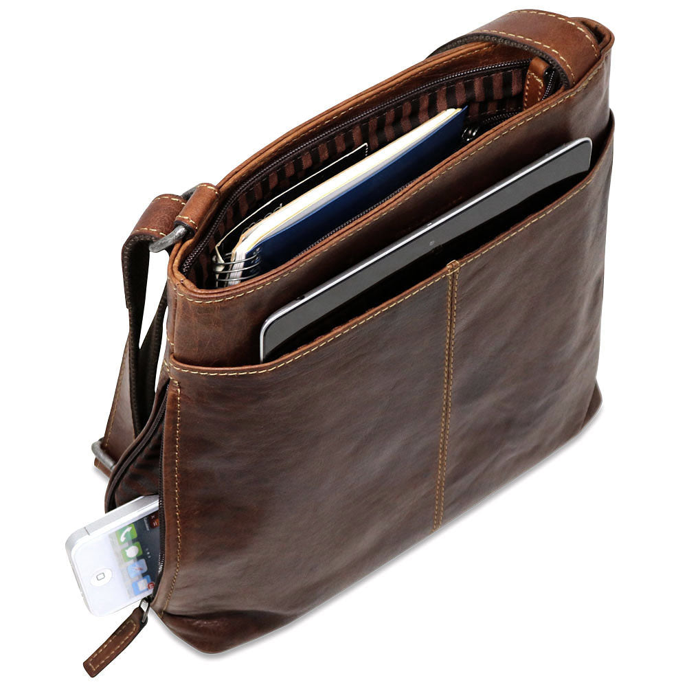 Voyager Small Zippered Crossbody Bag #7880 Brown Interior