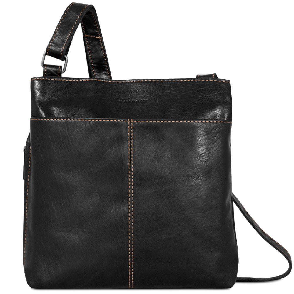 Voyager Small Zippered Crossbody Bag #7880 Black Front