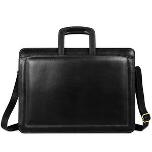 Belting Slim Leather Briefcase #9001 Black Front