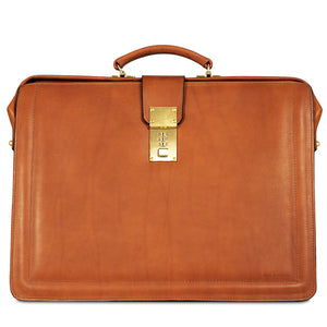 Belting Leather Classic Combination Lock Briefbag #9005 Tan Front